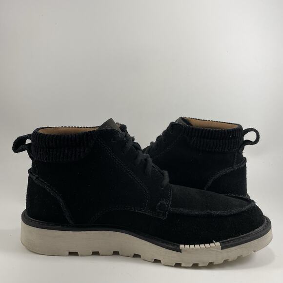 Clarks Collection Barnes Mid Boots Black Suede Mens Size 9 Moc Toe Lace Up - Picture 5 of 11